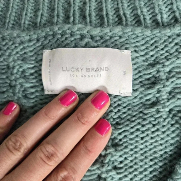 Lucky brand oversized wool blend Green V-Neck Sweater Sz Small - Picture 5 of 10